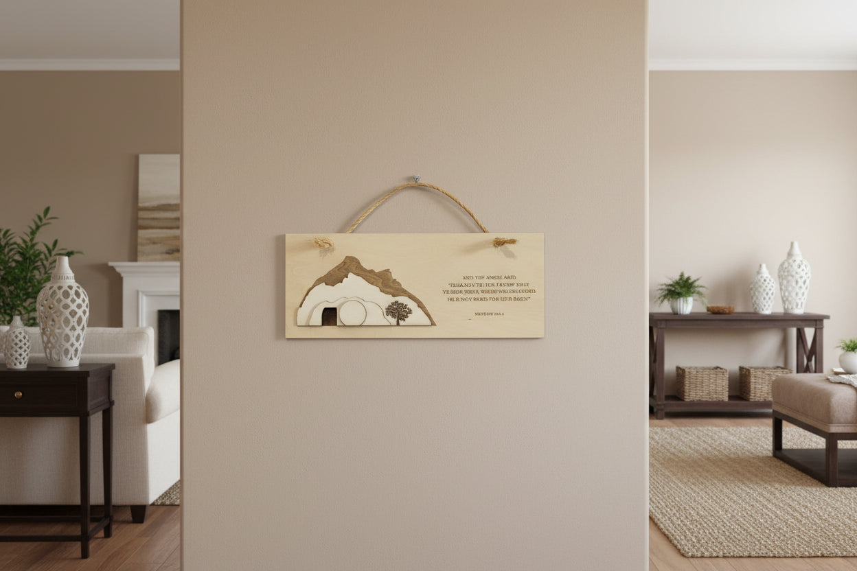 He Is Risen! engraved wooden picture